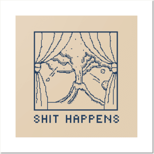 Shit Happens - Funny 1bit Pixelart Posters and Art